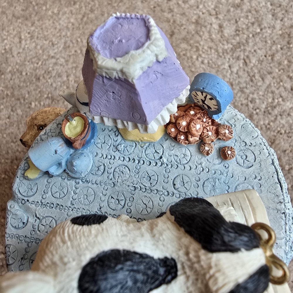 Rotating Puppy on Table Reading Book Resin Music Box - Picture 8 of 14
